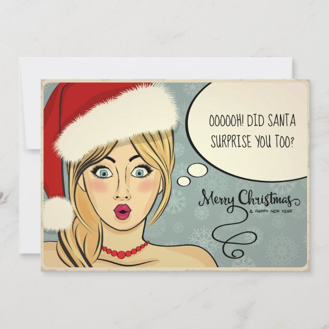 Retro Blonde i Santa Hat Humor ID558 Julkort (Framsida)