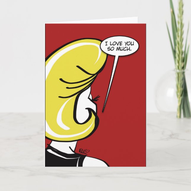 Retro Blonde Kärlek Kort (Framsida)