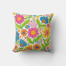 Retro Bloom Blommig  Kudde