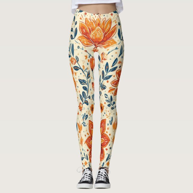Retro Bloom Burst - Leggings (Framsida)