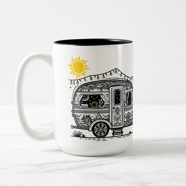 Retro Bloom Camper Mugg (Vänster)
