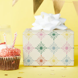 Retro Bloom Geometric Blommigt Skriv ut mönstrad Presentpapper
