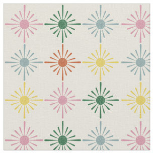 Retro Bloom Geometric Blommigt Skriv ut mönstrad Tyg