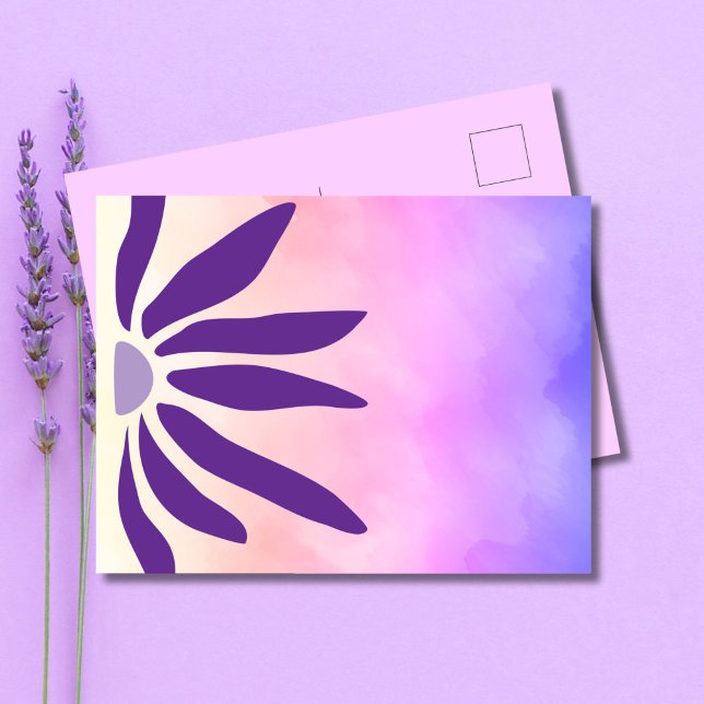Retro Bloom Geometric Mod blomma Vykort (Skapare uppladdad)