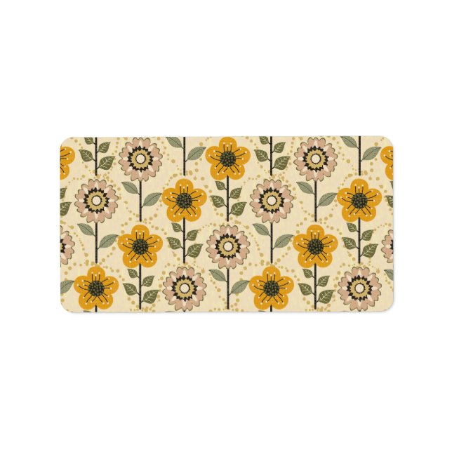 Retro Bloom Harmony Adressetikett (Framsidan)