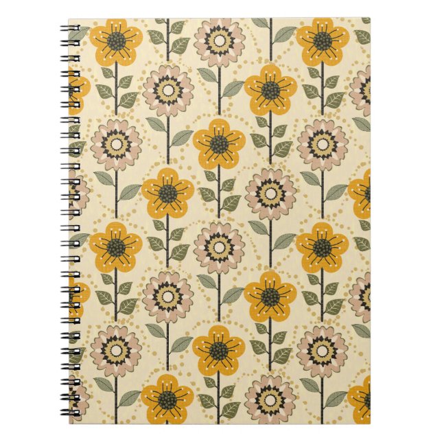 Retro Bloom Harmony Anteckningsbok (Framsidan)
