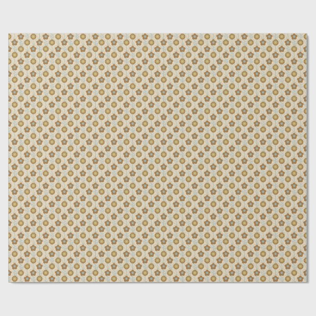Retro Bloom Harmony Baby Blue Mustard Presentpapper (Platt)