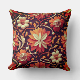 "Retro Bloom - Sömlöst Blommönster Kudde