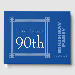 Retro Blue 90:e Födelsedagsfest Guest Bok