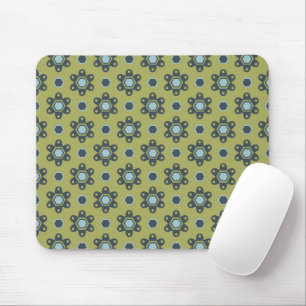 Retro Blue & Black-Daisy på Blommönstret Grönt Musmatta