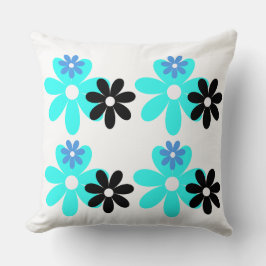 Retro Blue Bloom Duo Pillow Kudde