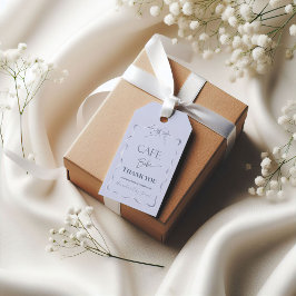 Retro Blue Bow Cafe Bebe Boy Coffee Baby Shower Presentetikett