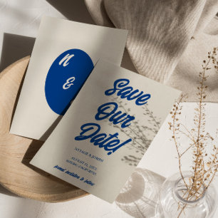 Retro Blue Bright-Funky med fetstil, modern, unik Spara Datumet