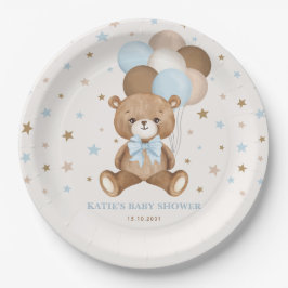 Retro Blue Brown Nalle Balloons Boy Party