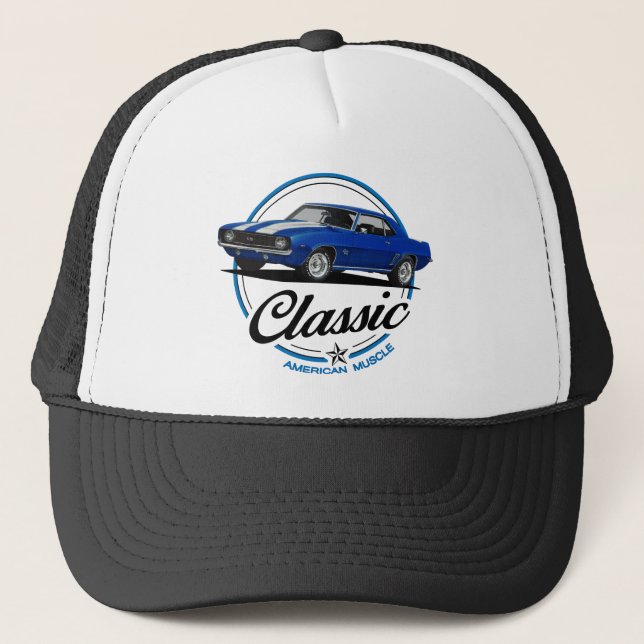Retro Blue Camaro Classic Keps (Framsida)