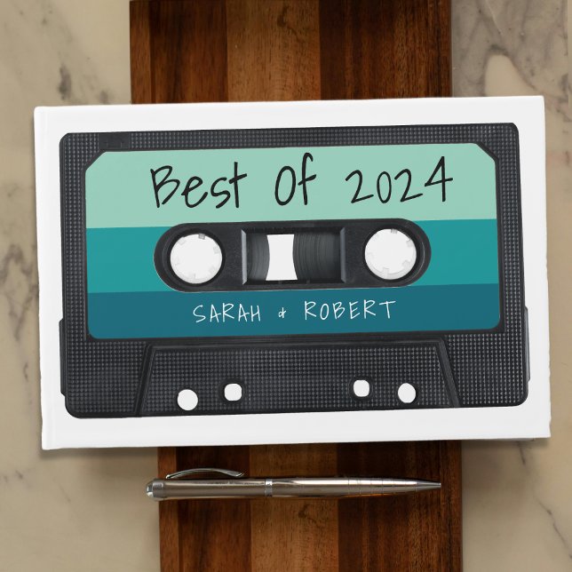 Retro Blue Cassette Tape Best of Wedding Favor Gästböcker (Retro Blue Cassette Tape Best of Wedding Favor Guest Book
)