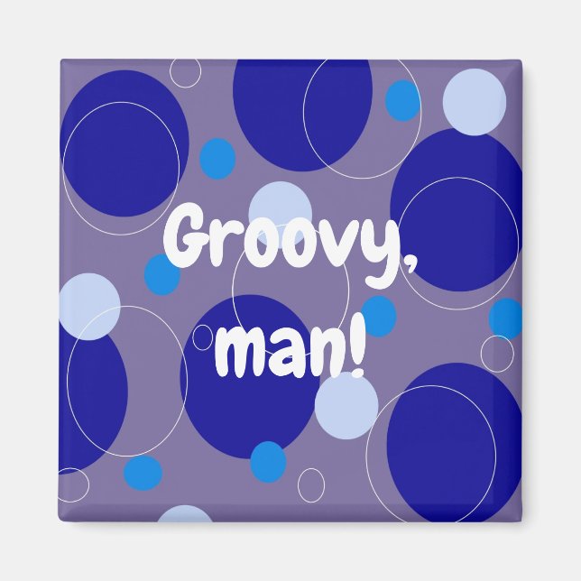 Retro Blue Circles & Ovalers Royal Periwinkle Aqua Magnet (Framsidan)