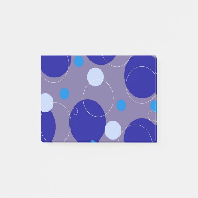 Retro Blue Circles & Ovalers Royal Periwinkle Aqua Post-it Block (Framsida)