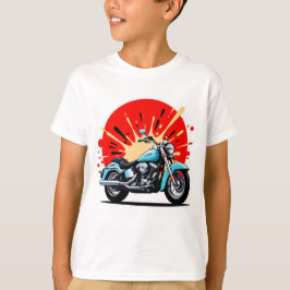 Retro Blue Cruiser – Pop‑Art Motorcykel T-Shirt