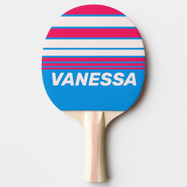 Retro Blue Crush Horizon-randig med namn Pingisracket (Framsidan)
