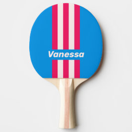 Retro Blue Crush Pin Ränder med Namn Pingisracket