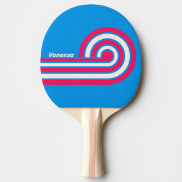 Retro Blue Crush-ränder med namn Pingisracket