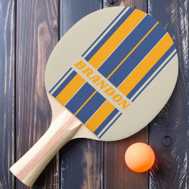 Retro Blue Crush Solnedgång Bräda Ränder med Namn Pingisracket