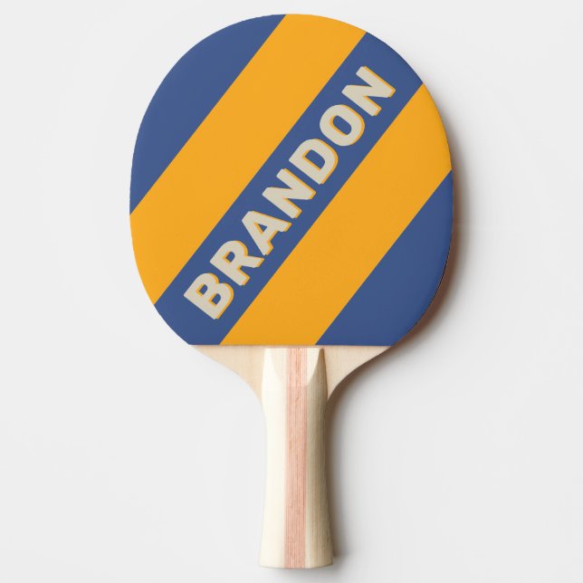 Retro Blue Crush Solnedgång Fet Ränder med Namn Pingisracket (Framsidan)