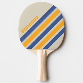 Retro Blue Crush Solnedgång Svart Randig med Namn Pingisracket