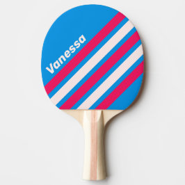 Retro Blue Crush Vinklad randig design med namn Pingisracket
