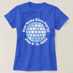 Retro Blue Disco Boll PERSONALISERAD T-Shirt