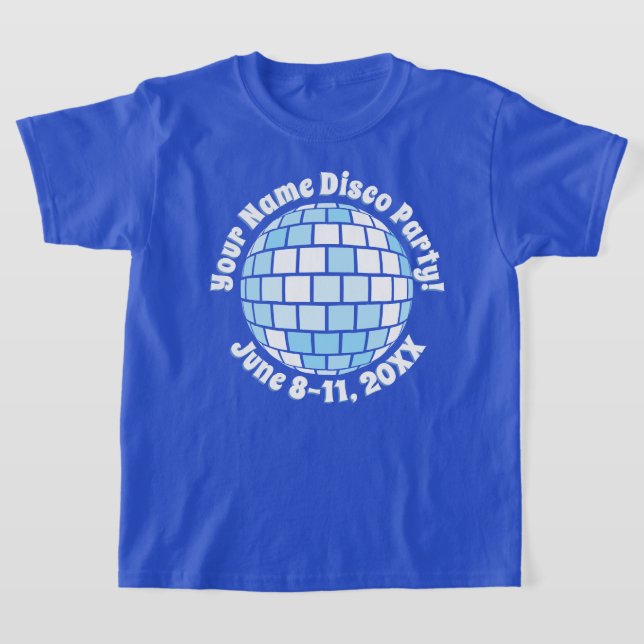Retro Blue Disco Boll PERSONLIG T-Shirt (Laydown)