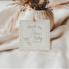 Retro Blue Fånig Goose Hand plockade Pojke Shower Gåvor Etiketter