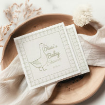 Retro Blue Fånig Goose Hand plockade Pojke Shower