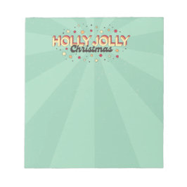 Retro blue flash färg holly jolly christmas text anteckningsblock
