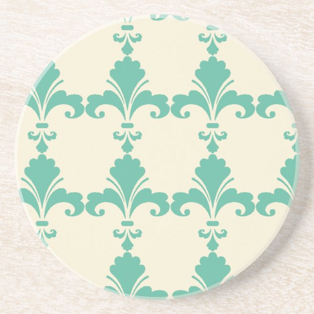 Retro Blue Fleur-De-Lis Mönster Underlägg (Framsidan)