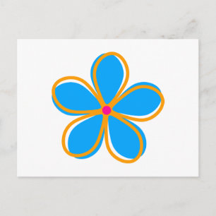 Retro Blue Flower Vykort