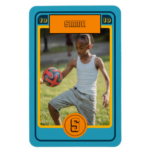 Retro Blue Football Card-inspirerad Personlig Magnet