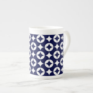 Retro Blue-förreglande cirklar Shippo Geometric Benporslin Mugg