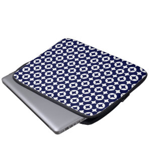 Retro Blue-förreglande cirklar Shippo Geometric Laptop Fodral