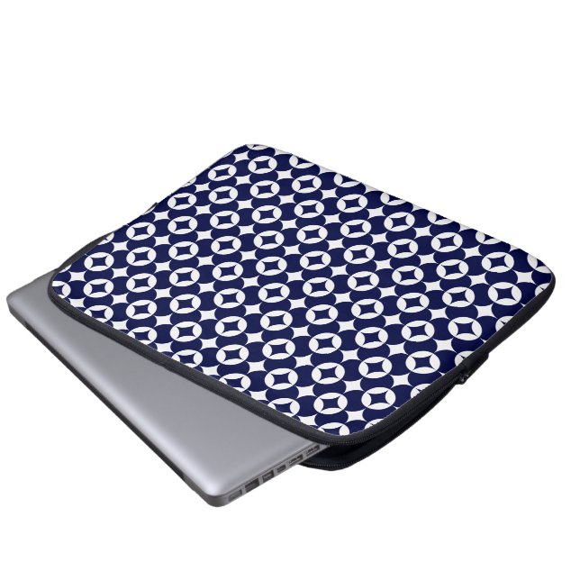 Retro Blue-förreglande cirklar Shippo Geometric Laptop Fodral (Framre botten)