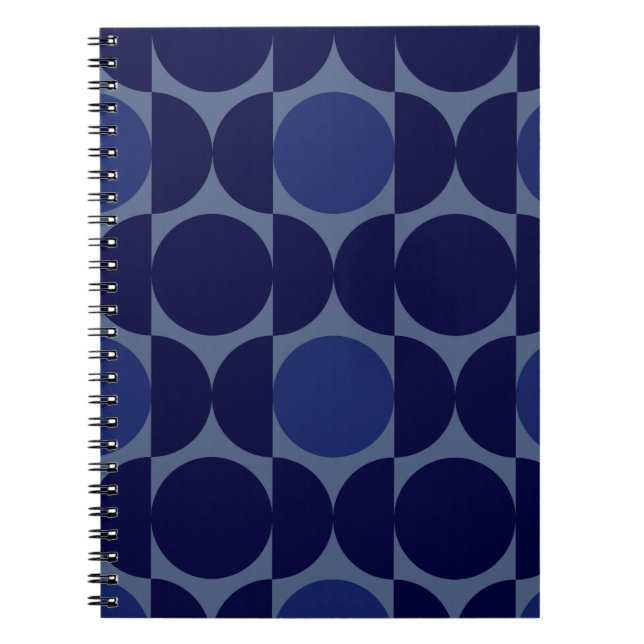Retro Blue Geometric Anteckningsbok (Framsidan)