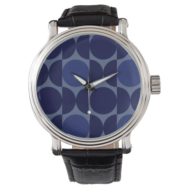Retro Blue Geometric Armbandsur (Framsida)