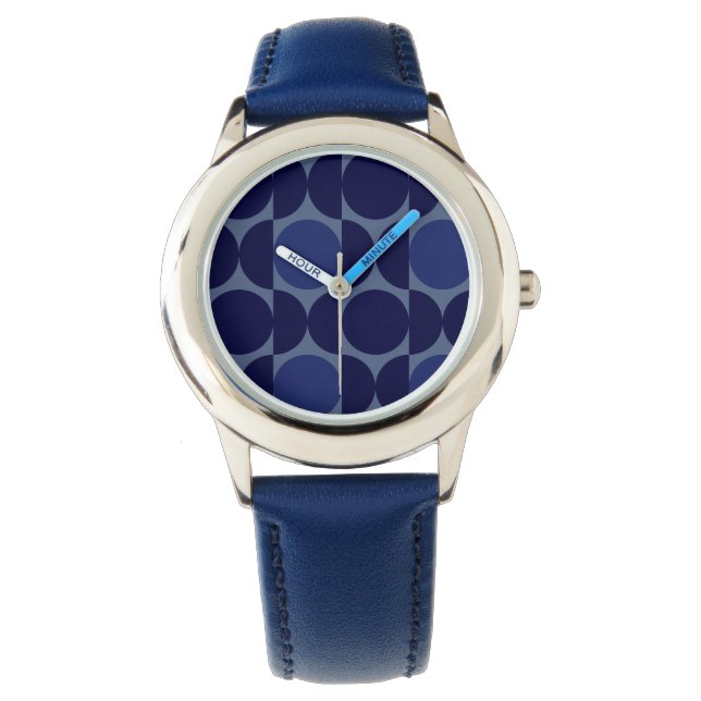 Retro Blue Geometric Armbandsur (Framsida)