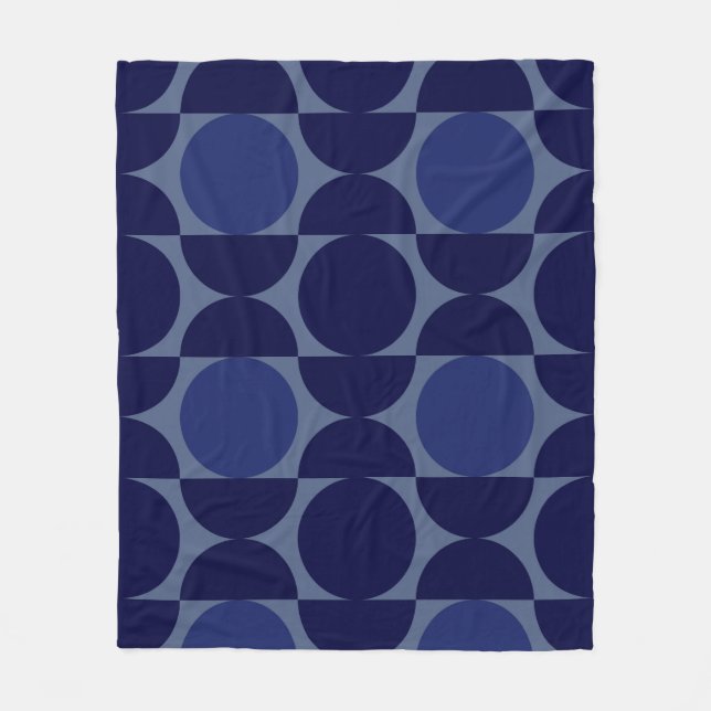 Retro Blue Geometric Fleecefilt (Framsidan)
