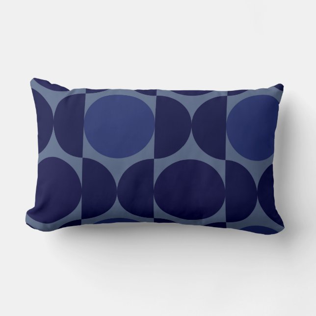 Retro Blue Geometric Lumbarkudde (Framsida)