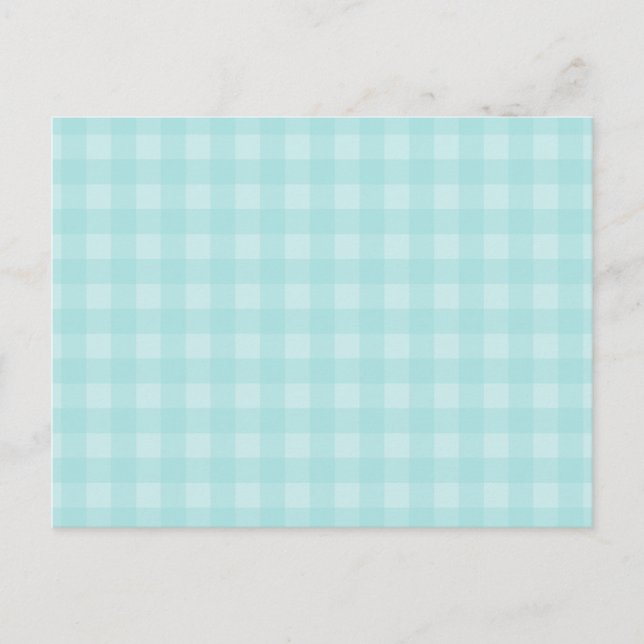 Retro Blue Gingham Checkered Mönster Background Vykort (Framsida)