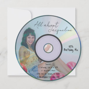 Retro Blue Girls Musik CD Födelsedag Inbjudningar