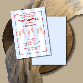 Retro Blue Gräns Brunch & BubLY Baby Shower Inbjudningar