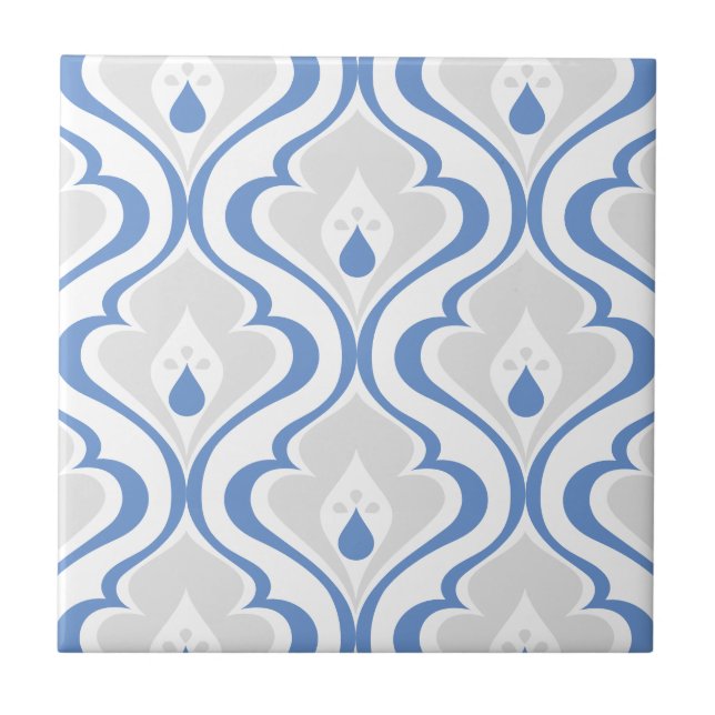 Retro Blue Grått Abstrakt Mönster dekorativ panel Kakelplatta (Framsidan)